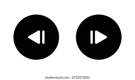Skip backward and skip forward media player control icons with black circular backgrounds