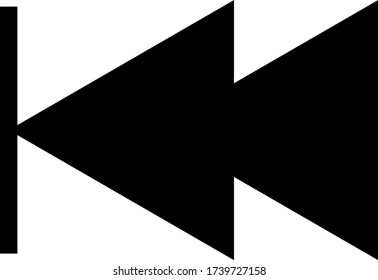Skip backward icon.  Play the previous icon. Free flat design, black and white vector.