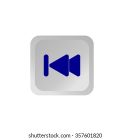 Skip Backward media control button dark blue icon vector illustration