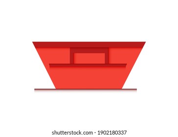 skip bin is a large open-topped waste container. red skip vector icon