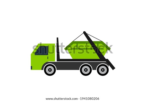 Skip bin truck icon. Clipart image isolated on\
white background