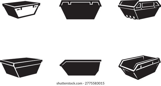 Skip bin vector icon set for waste disposal, recycling container and garbage management design.