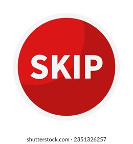 Skip Button In Red Circle Shape With White Line For Advertising
