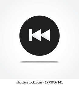 icono del botón rápido del vector de retroceso en blanco y negro plano