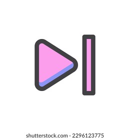 Skip forward button filled outline icon, line vector sign, linear colorful pictogram isolated on white. Symbol, logo illustration. Vector graphics