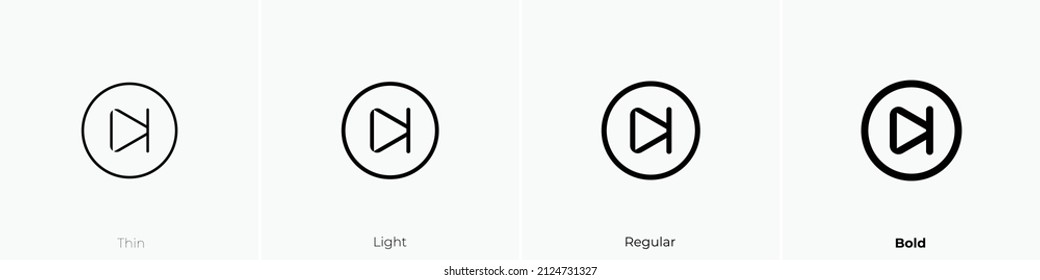 skip forward circle icon. Thin, Light Regular And Bold style design isolated on white background
