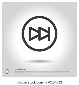 Skip Forward media control icon button, Vector illustration for web, site, mobile application. Simple flat metro design style. Outline Icon. Flat design style