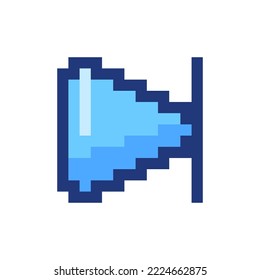 Skip next button pixelated RGB color ui icon. Music player bar. Play multimedia. Simplistic filled 8bit graphic element. Retro style design for arcade, video game art. Editable vector isolated image