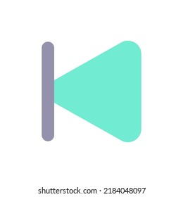 Skip previous button flat color ui icon. Music player bar. Playing multimedia file. Rewind to start. Simple filled element for mobile app. Colorful solid pictogram. Vector isolated RGB illustration
