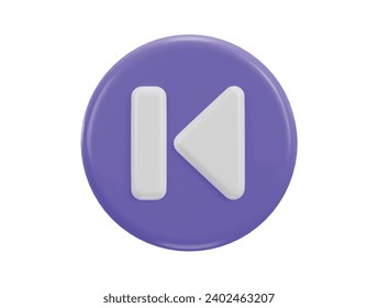 skip, previous music player button 3d vector icon