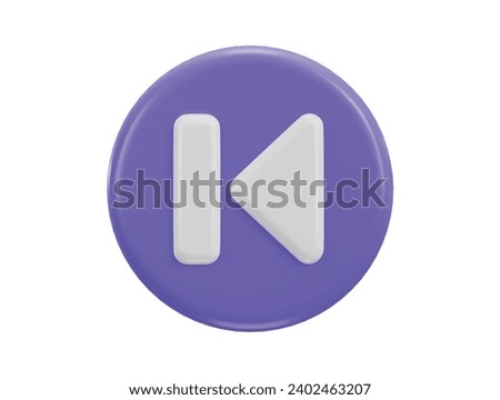 skip, previous music player button 3d vector icon