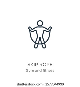 Skip rope icon. Thin linear skip rope outline icon isolated on white background from gym and fitness collection. Line vector sign, symbol for web and mobile