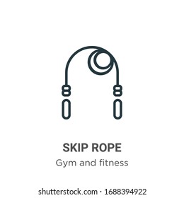 Omitir icono vectorial de contorno de cuerda. Icono de cuerda saltada negra de línea delgada, ilustración de elemento simple vector plano de un gimnasio editable y concepto de fitness golpe aislado en fondo blanco