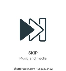 Skip vector icon on white background. Flat vector skip icon symbol sign from modern music and media collection for mobile concept and web apps design.