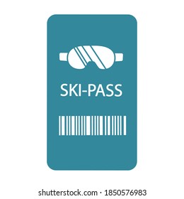 Ski-pass. Ski Lift Ticket. Flat Vector Illustration