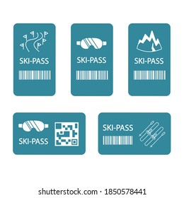 Ski-pass. Ski Lift Ticket. Flat Vector Illustration