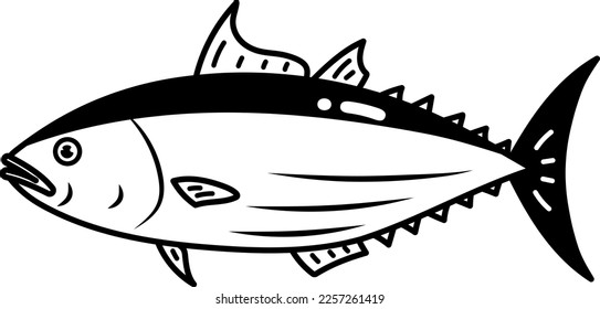 Skipjack tuna isolated vector illustration.