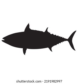 Skipjack Tuna  Silhouette Isolated on White Background.  Vector Illustration 