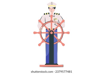 Skipper hinter einer Radgrafik