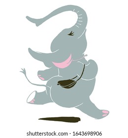 Elefanten überspringen. Vektorillustration auf weißem Hintergrund.