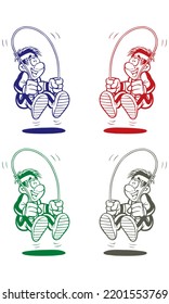 Skipping Over Jump Rope Vector illustration. Funny Illustration. Fitness Workout
