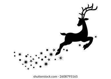 Skipping Reindeer Icon  Christmas Vector Illustration Isolated on White Background