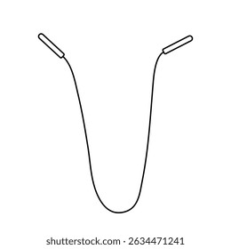 Skipping rope with curved handles and a flexible cord simple outline vector illustration, for fitness, exercise, sports-themed designs, icons, workout guides, and health-related creative projects