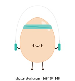 Skipping rope. Egg character design. egg vector on white background.