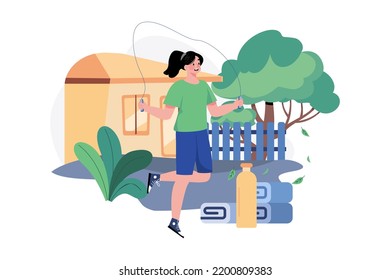 Skipping Rope Exercise Outside Illustration Concept On White Background