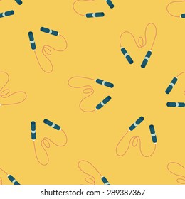 Skipping rope flat icon, eps10 seamless pattern background