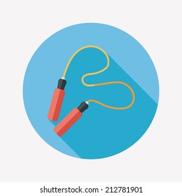 Skipping rope flat icon with long shadow