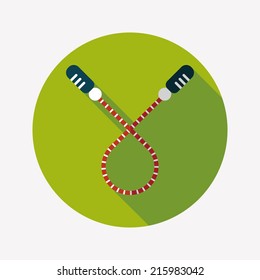 Skipping rope flat icon with long shadow
