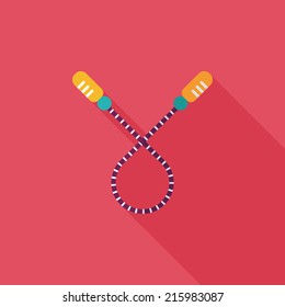 Skipping rope flat icon with long shadow