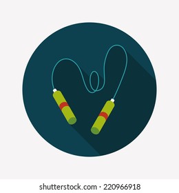 Skipping rope flat icon with long shadow, eps10