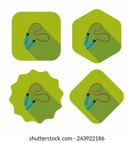 Skipping rope flat icon with long shadow