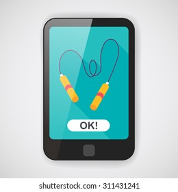 Skipping rope flat icon with long shadow, eps10