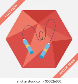 Skipping rope flat icon with long shadow, eps10