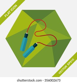 Skipping rope flat icon with long shadow