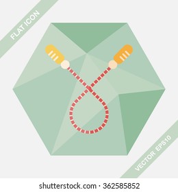 Skipping rope flat icon with long shadow