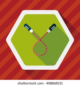 Skipping rope flat icon with long shadow