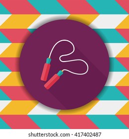 Skipping rope flat icon with long shadow