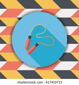 Skipping rope flat icon with long shadow