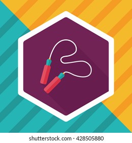 Skipping rope flat icon with long shadow