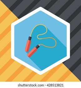 Skipping rope flat icon with long shadow