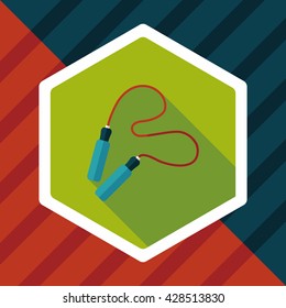 Skipping rope flat icon with long shadow