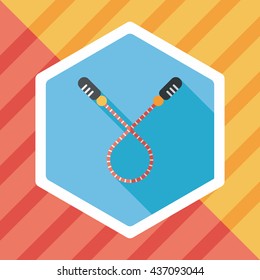 Skipping rope flat icon with long shadow