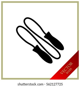 Skipping rope flat icon with long shadow