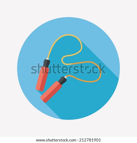 Skipping rope flat icon with long shadow