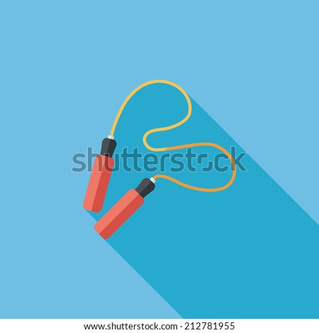 Skipping rope flat icon with long shadow
