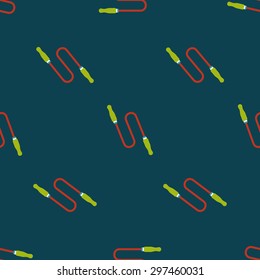 Skipping rope flat icon seamless pattern background